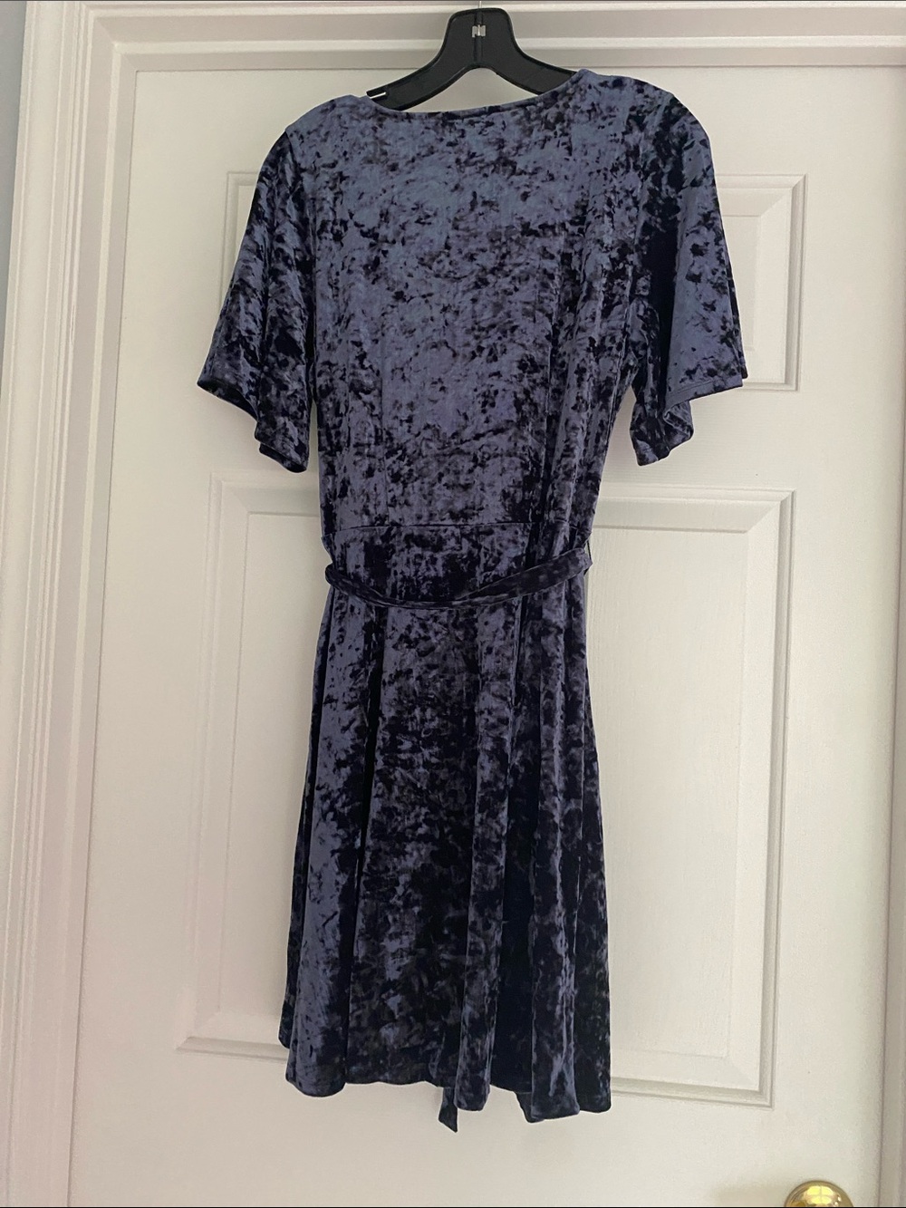 American Eagle Outfitters Velvet Wrap Mini Dress - Navy Size L - Picture 6 of 6